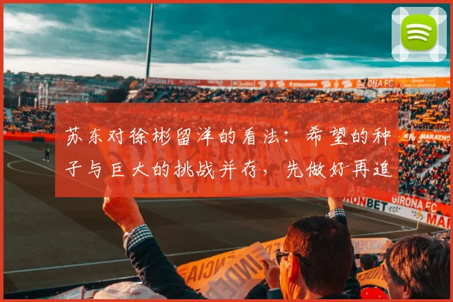 苏东对徐彬留洋的看法：希望的种子与巨大的挑战并存，先做好再追求完美